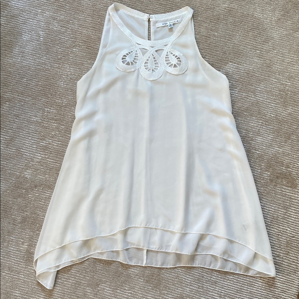 Max Studio Sleevless Eyelet Lace Embroidered White Blouse Size M - Picture 10 of 10